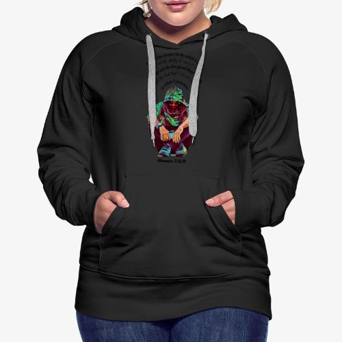 Hooded Man Color Pencil Sketch Drawing Scripture - Women's Premium Hoodie