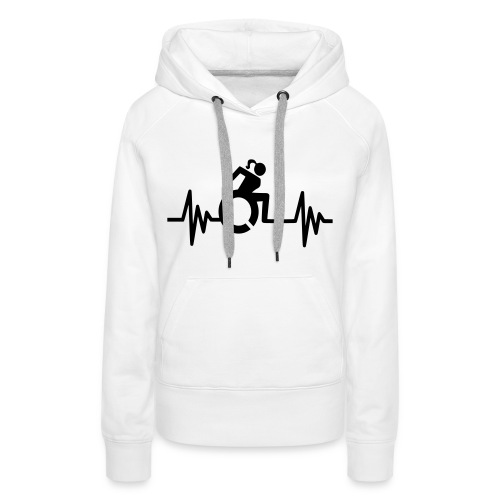 Wheelchair girl with a heartbeat. frequency # - Women's Premium Hoodie