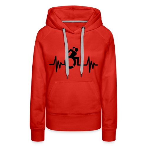 Wheelchair girl with a heartbeat. frequency # - Women's Premium Hoodie
