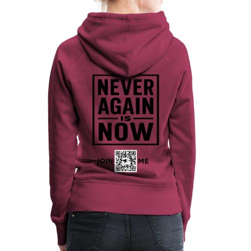 Never Again (black, back) - Women's Premium Hoodie
