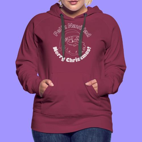 Feliz Navidad Merry Christmas Santa Claus Line Art - Women's Premium Hoodie