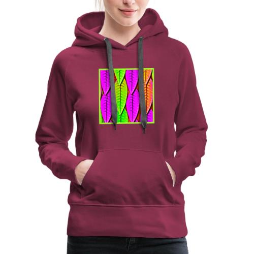 Vivid Neon Leaves Pattern - Women's Premium Hoodie