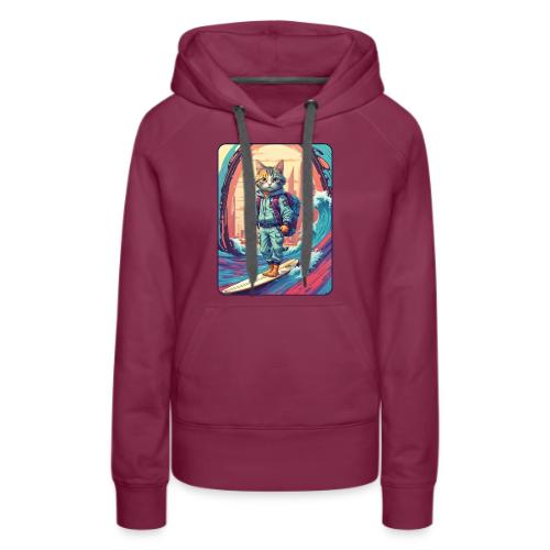 City Surf Messenger Cat - Women's Premium Hoodie