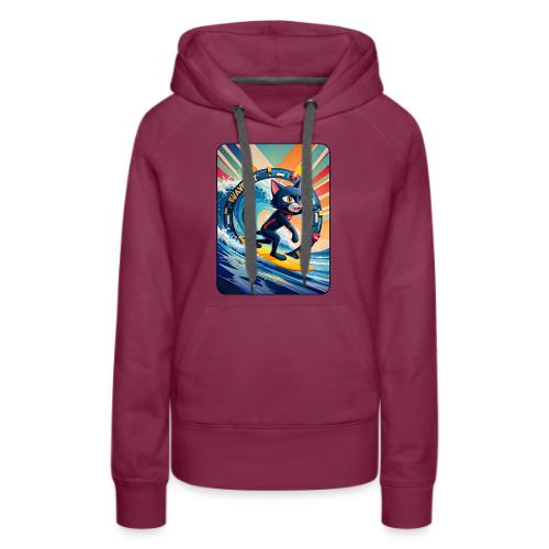 Wavecat Surfing A Rainbow Sunrise - Women's Premium Hoodie
