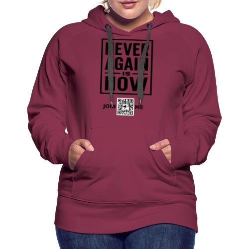 Never Again (black, front-facing) - Women's Premium Hoodie