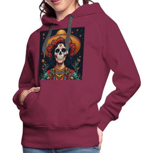 Charra Skull Art | Traditional Mexican Design - Women's Premium Hoodie