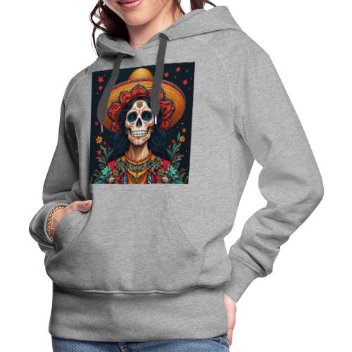 Charra Skull Art | Traditional Mexican Design - Women's Premium Hoodie
