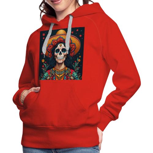 Charra Skull Art | Traditional Mexican Design - Women's Premium Hoodie