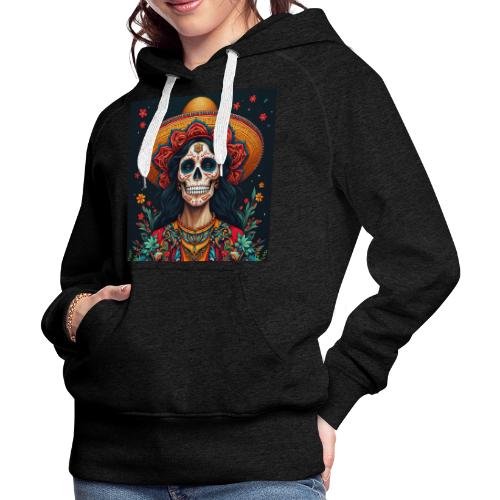 Charra Skull Art | Traditional Mexican Design - Women's Premium Hoodie