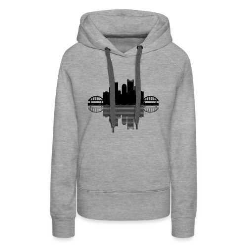 Pittsburgh Skyline Reflection (Black) - Women's Premium Hoodie
