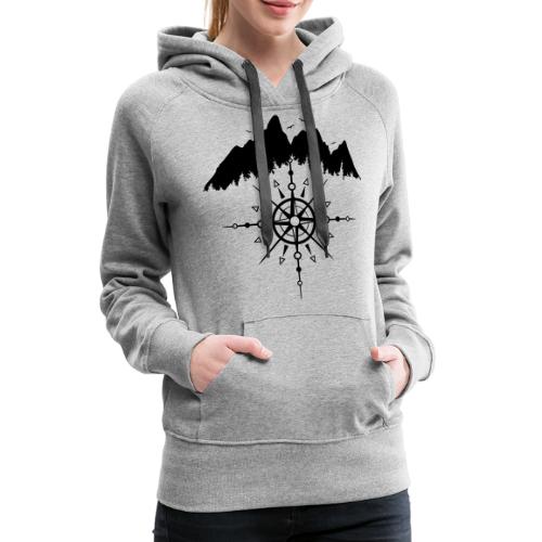 Mountains Silhouette Forest Sun Totem Wind Rose - Women's Premium Hoodie