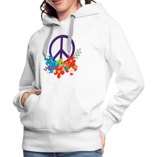 Hippie Peace Design With Flowers - Women's Premium Hoodie