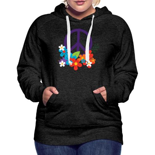 Hippie Peace Design With Flowers - Women's Premium Hoodie