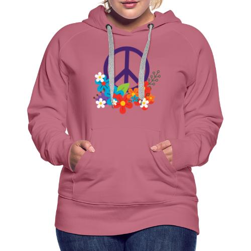 Hippie Peace Design With Flowers - Women's Premium Hoodie