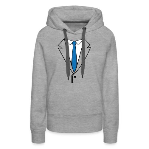 Suit with Blue Tie - Women's Premium Hoodie