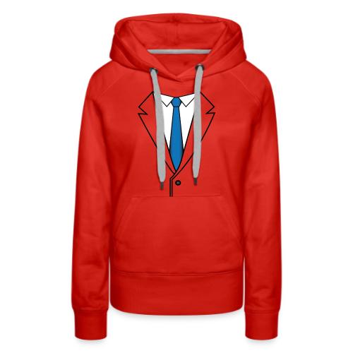 Suit with Blue Tie - Women's Premium Hoodie