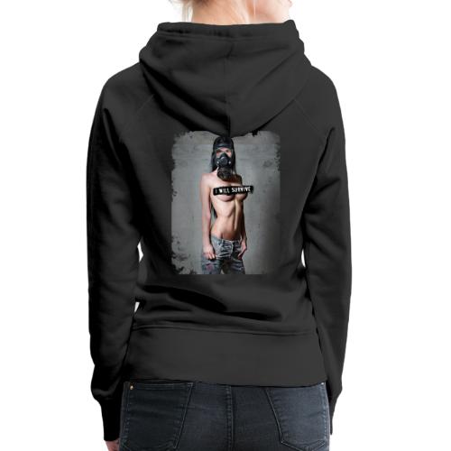 nude girl with gas mask - i will survive - Women's Premium Hoodie