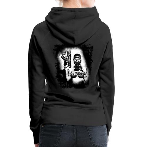 masked girl with AK - FUCK CORONA 4 bright clothes - Women's Premium Hoodie