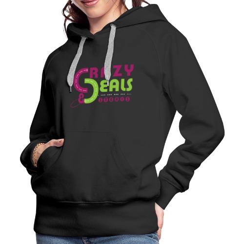 Pink Green Crazy Deals Steals Logo - Women's Premium Hoodie