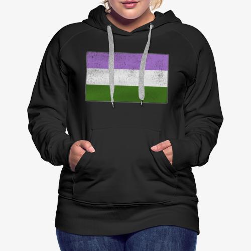 Distressed Genderqueer Pride Flag - Women's Premium Hoodie