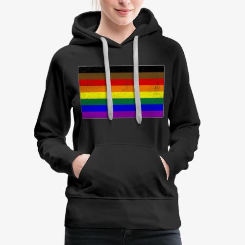 Distressed Philly LGBTQ Gay Pride Flag - Women's Premium Hoodie