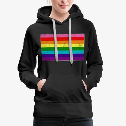 Distressed Original LGBT Gay Pride Flag - Women's Premium Hoodie