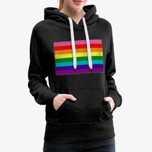 Distressed Original LGBT Gay Pride Flag - Women's Premium Hoodie