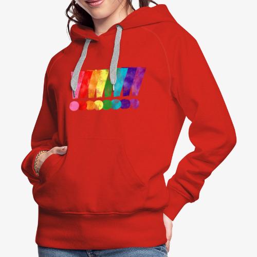 Distressed Gilbert Baker LGBT Pride Exclamation - Women's Premium Hoodie