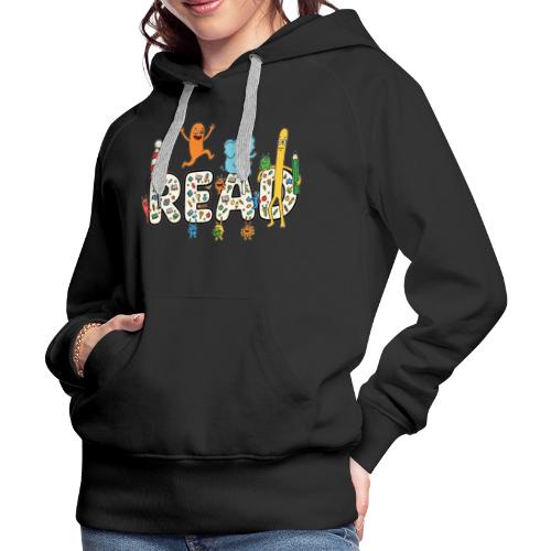 Whimsical READ Kids Cartoon - Women's Premium Hoodie