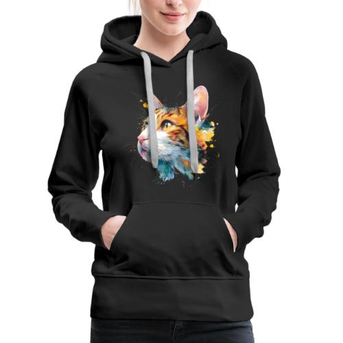 Cat: Feline Ink Burst - Women's Premium Hoodie