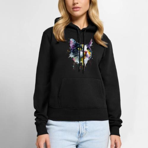 Cat: Painted Purr Expression - Women's Premium Hoodie