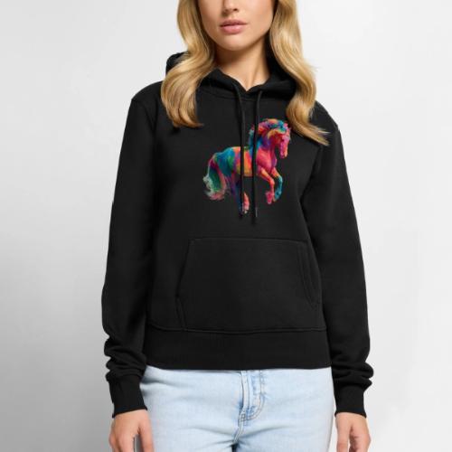 Colorful Paint Splatter Horse Art - Women's Premium Hoodie