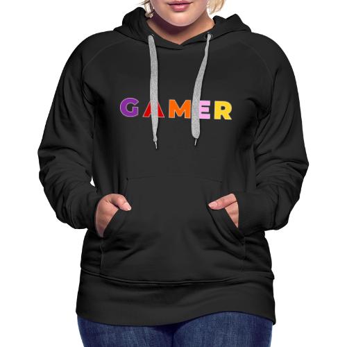 Multicolor GAMER Typography Design - Women's Premium Hoodie