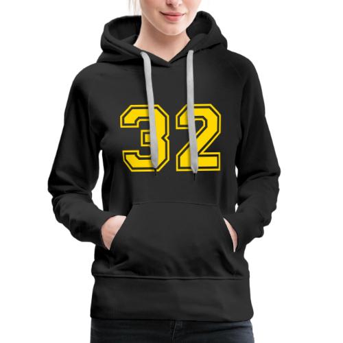 Number 32 in a classic athletic collegiate font - Women's Premium Hoodie