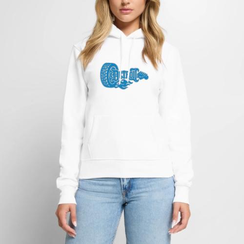 The D® - Detroit Wheel Guitar with Flames Bl Slvr - Women's Premium Hoodie