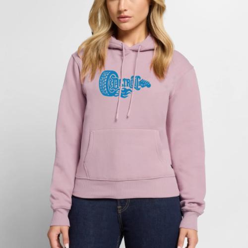 The D® - Detroit Wheel Guitar with Flames Bl Slvr - Women's Premium Hoodie