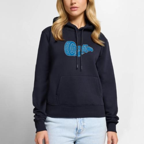 The D® - Detroit Wheel Guitar with Flames Bl Slvr - Women's Premium Hoodie