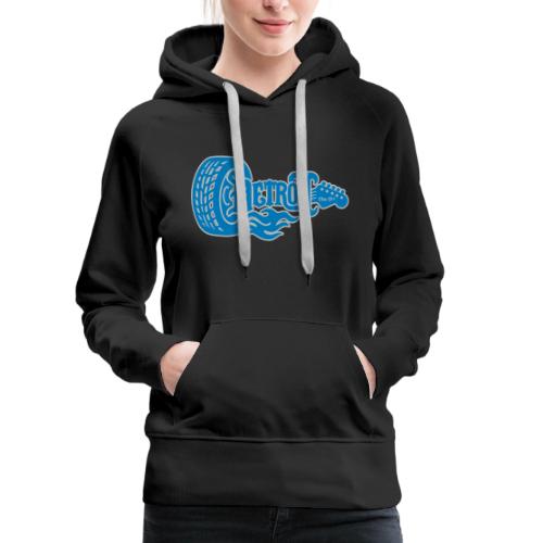 The D® - Detroit Wheel Guitar with Flames Bl Slvr - Women's Premium Hoodie