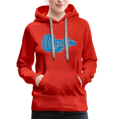 The D® - Detroit Wheel Guitar with Flames Bl Slvr - Women's Premium Hoodie