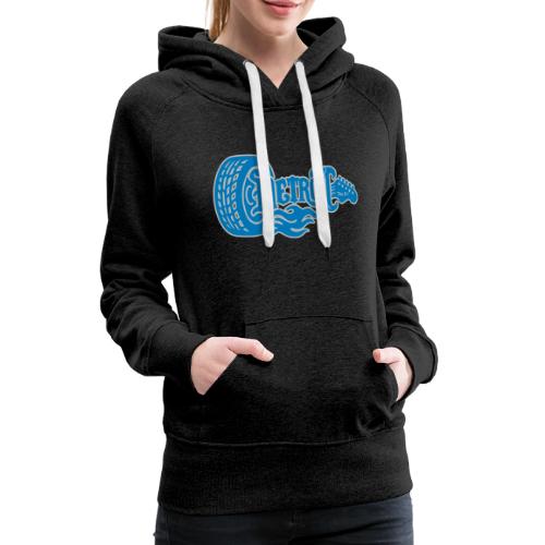 The D® - Detroit Wheel Guitar with Flames Bl Slvr - Women's Premium Hoodie