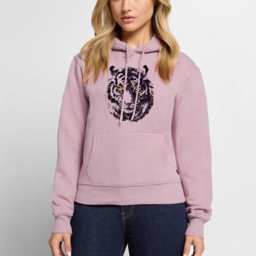 Purple Tiger Head Portrait Drawing - Tiger Purple - Women's Premium Hoodie