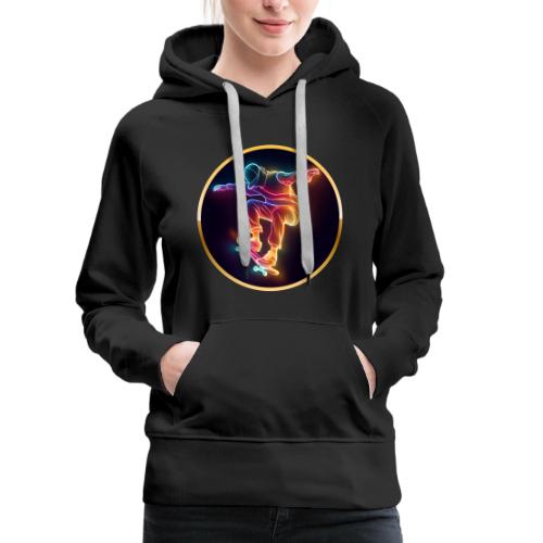 Skateboarding: Midnight Neon Skater - Women's Premium Hoodie