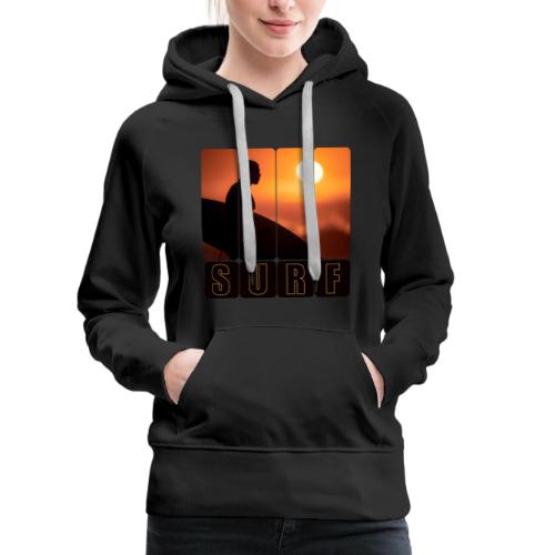 Surfing: Sunset Surf Panels - Women's Premium Hoodie