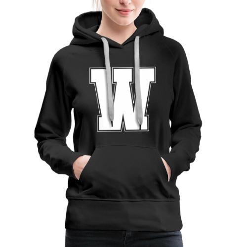 White Letter W – Varsity Alphabet Monogram - Women's Premium Hoodie