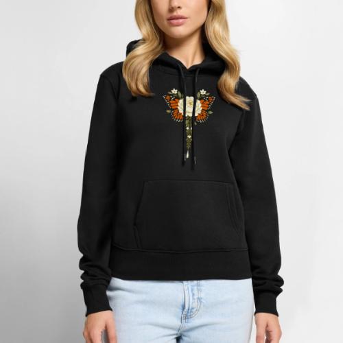 Monarch Butterfly Floral Botanical Art - Women's Premium Hoodie