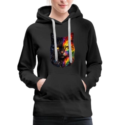 Cosmic Galaxy Rainbow Cat - Women's Premium Hoodie