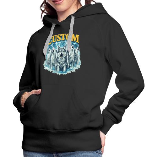 Custom Wolf Pack Howling Moon Vintage Wilderness - Women's Premium Hoodie