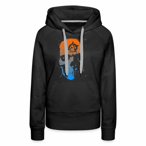 Anarchy Skull blue orange Grunge Splatter Dots - Women's Premium Hoodie