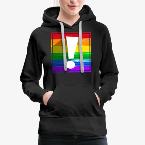 LGBTQ Pride Flag Exclamation Point Shadow - Women's Premium Hoodie