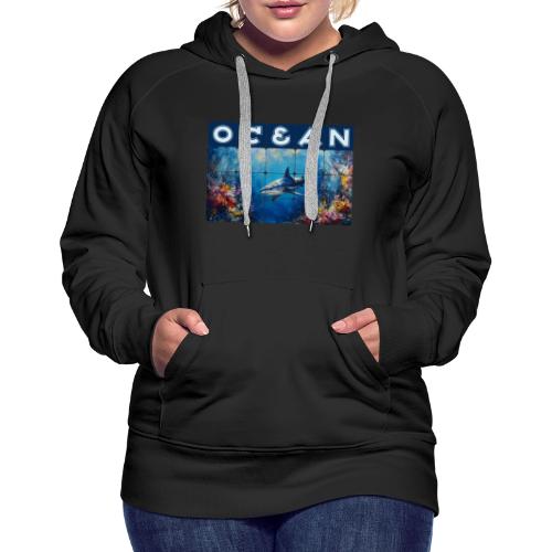 Ocean: Synthwave Shark - Women's Premium Hoodie